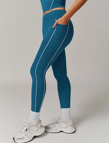 Womens Workout Set Spaghetti Straps Tank Top & High Waist Leggings with Pockets