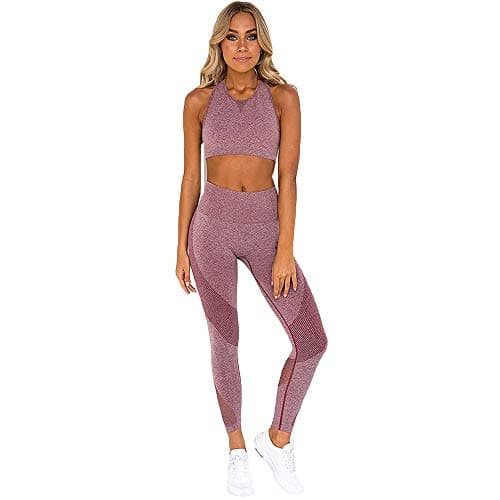 Hotexy Women's High Waisted Yoga Leggings & Stretch Sports Bra Set