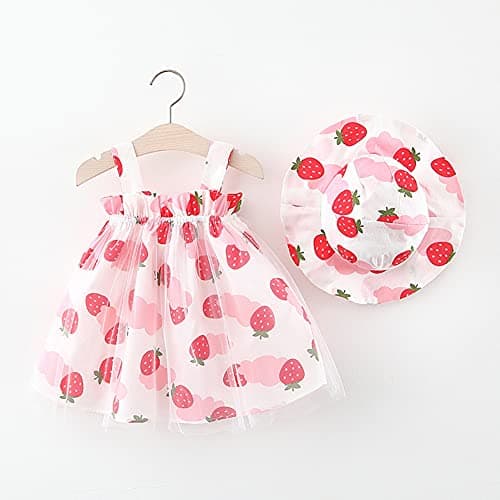 IMEKIS Toddler Girls Hawaiian Rainbow Backless Sundress & Straw Hat
