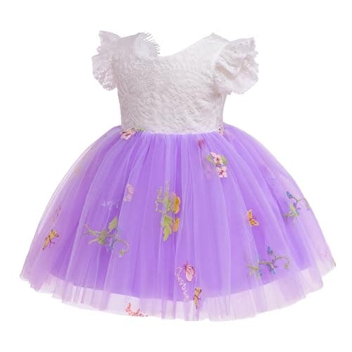 Boho Princess Lace Backless Butterfly Birthday Dress for Toddler Baby Girl by IMEKIS