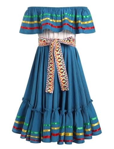 IMEKIS Toddler Girl Mexican Embroidered Floral Dress Ethnic Wear 4-10T