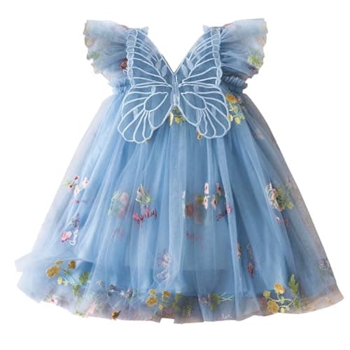 AGQT Baby Girls Butterfly Print Tulle Tutu Sundress 6M-6T