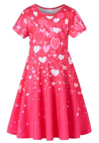 RAISEVERN Toddler Girls Short Sleeve Casual Midi Sundress 4-9T