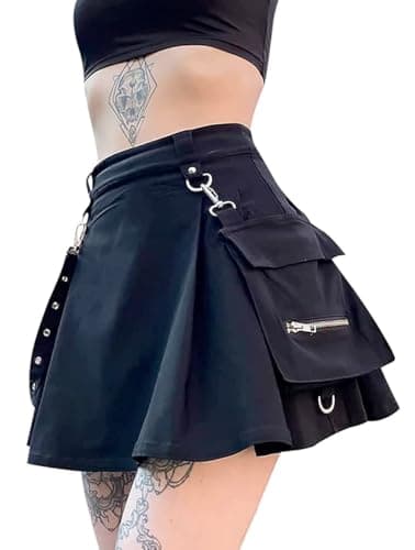 IDEALSANXUN Women's High Waist Gothic Plaid Mini Skirts