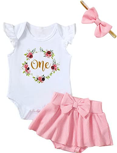 First Birthday Outfit: Floral Skirt Set for Baby Girl