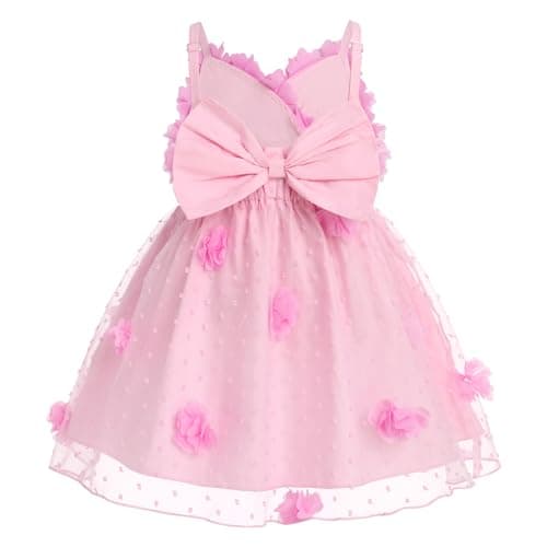 IMEKIS Newborn Baby Girl Flower Backless Tulle Dress for Birthday