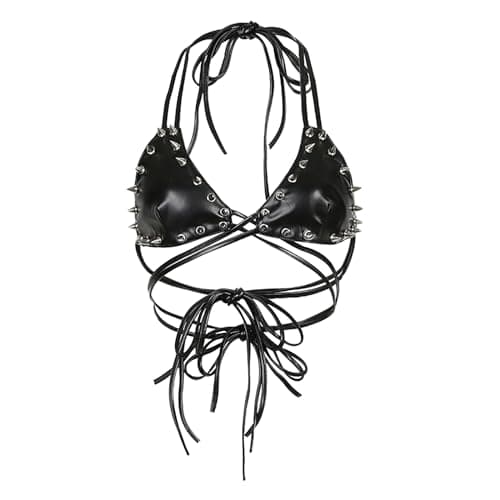 FlyCC Rave Party Strappy Criss Cross Crop Top Bra for Women