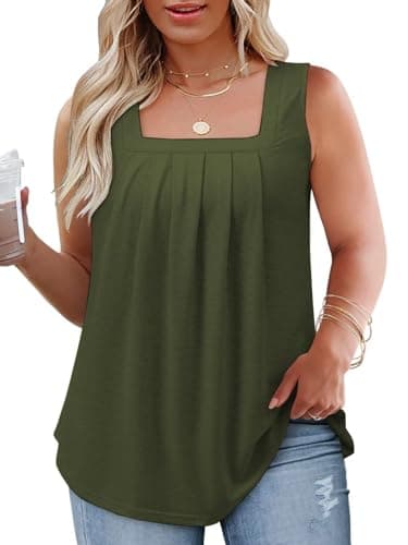 Flowy Square Neck Tank Tops for Women XL-5XL