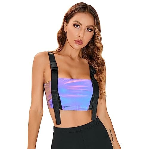 IMEKIS Reflective Crop Top for Women