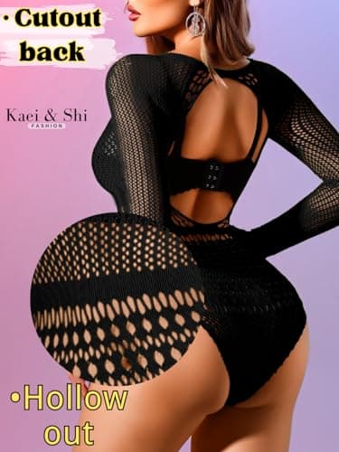 Sexy Sheer Bodysuit Tops with Cutout Back - Kaei&Shi