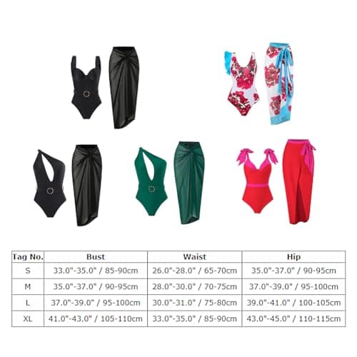 IMEKIS Women's Floral Print Bikini Set with Cover-Up - Summer Swimsuit