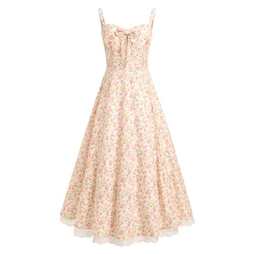 Floral Corset Dress: A Vintage Sundress for Women's Summer Parties