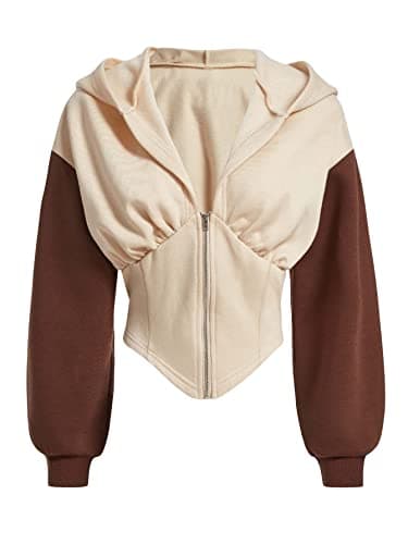 Verdusa Women's Asymmetrical Crop Hoodie Sweatshirt