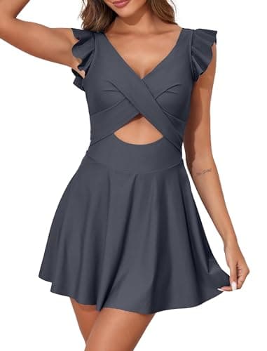 IMEKIS Women's Tummy Control Swim Dress