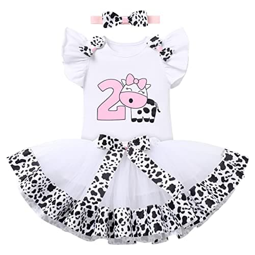 IMEKIS Baby Girl 1st Birthday Outfit with Romper and Tutu Skirt