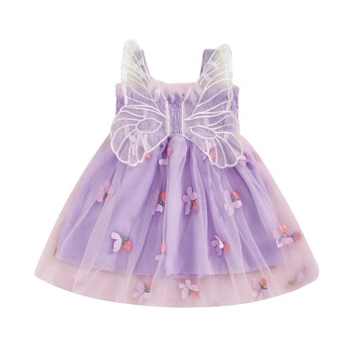Ginevsal Toddler Butterfly Sleeveless Summer Dress Flowers Tulle
