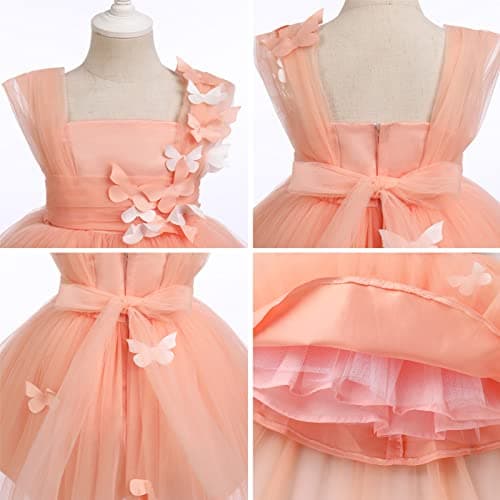IMEKIS High Low Tulle Butterfly Dress for Toddler Girls Formal Events