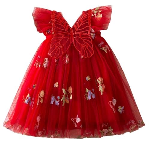 AGQT Baby Girls Butterfly Print Tulle Tutu Sundress 6M-6T