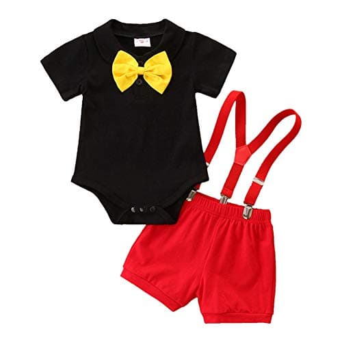 IBTOM CASTLE Baby Boys First Birthday Cake Smash Outfit Gentleman Tuxedo Clothes Set