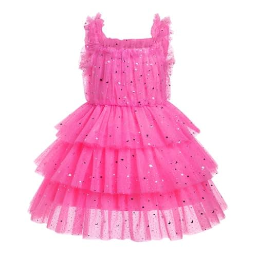 IMEKIS Toddler Girls Shiny Sequin Stars Birthday Tutu Dress 1-6T