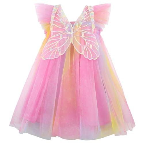 AGQT Baby Girls Butterfly Print Tulle Tutu Sundress 6M-6T