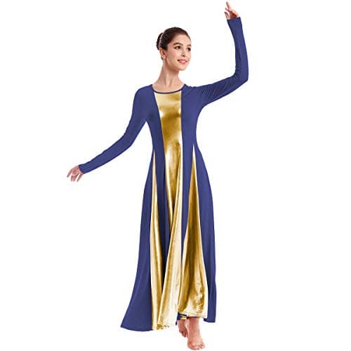 IMEKIS Women's Metallic Liturgical Dance Dress for Church Worship Costume