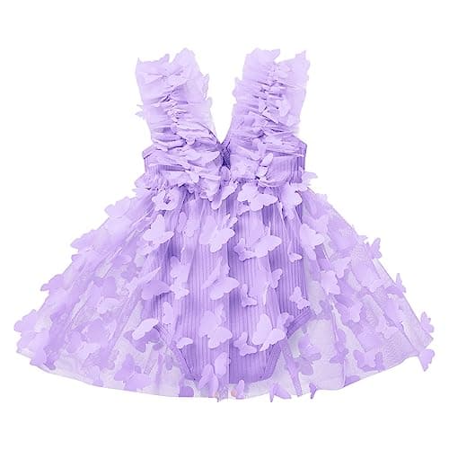 Newborn Baby Girl 1st Birthday Lace Tulle Romper Dress with Floral Headband