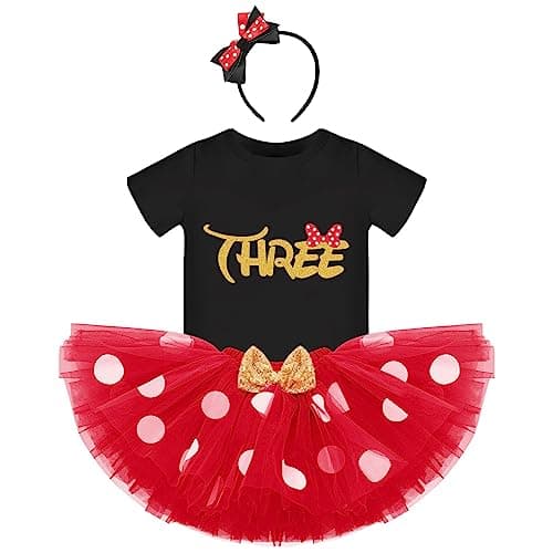IBTOM CASTLE Polka Dots Romper Tutu Dress for Baby Girls Birthday Outfit