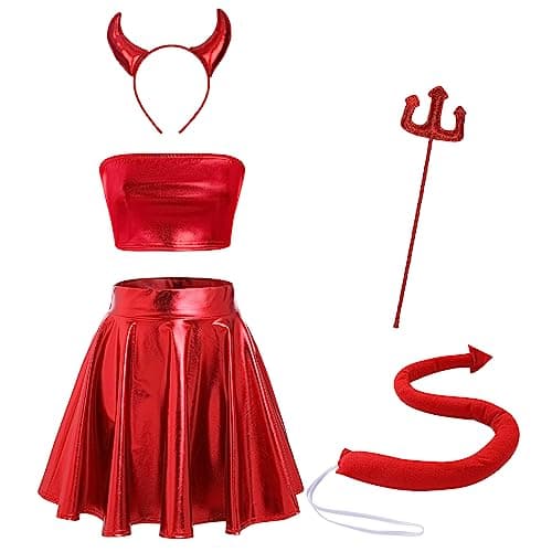 IMEKIS Women Angel Devil Halloween Costume Set