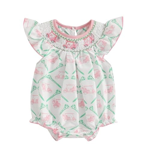 Amiblvowa Baby Girl 1st Birthday Sleeveless Embroidery Smocked Romper