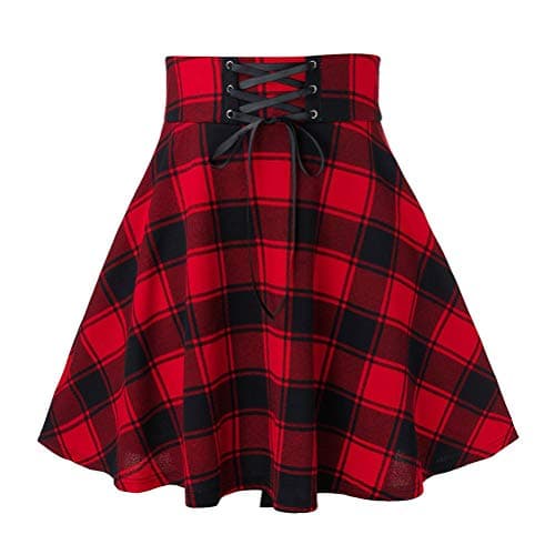 IDEALSANXUN Women's High Waist Gothic Plaid Mini Skirts