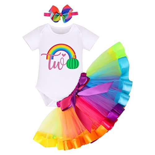 ODASDO Rainbow Tutu Birthday Smash Outfit for Toddler Girls