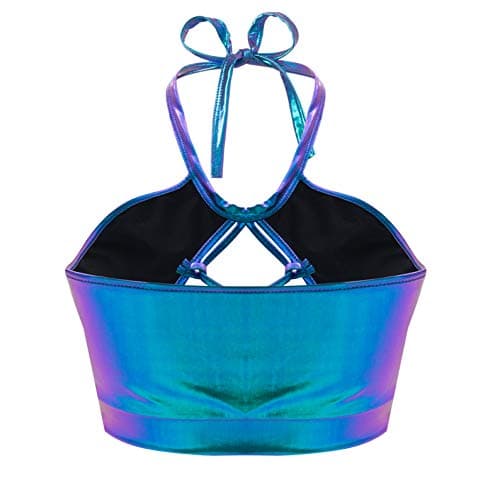 SFBBCLOZ Women's Festival Holographic Rave Outfit 2pcs Tops & Skirt