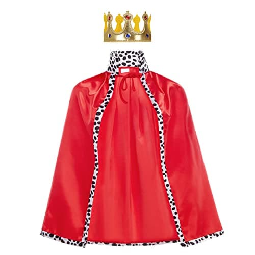 Yolsun Kids King Robe with Crown for Boys Halloween Cosplay