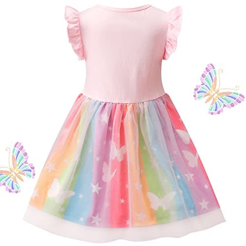 VASCHY Cute Ruffle Tulle Dress for Girls, Toddler to Big Kid Size 2-10T