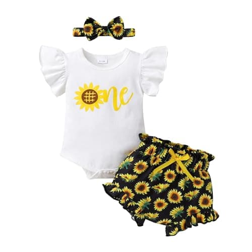 Bumble Bee Print Romper for 1st Birthday Girls