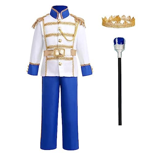 OBEEII Boys Prince Charming Costume for Kids - Royal King Outfit for Carnival, World Book Day, and Halloween