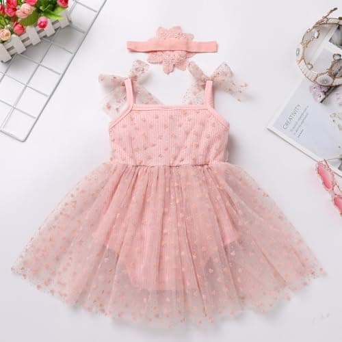 Newborn Baby Girl 1st Birthday Outfit Shiny Tulle Romper Dress Headband Cake Smash Photo Shoot