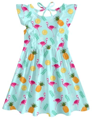 RAISEVERN Summer Ruffle Sleeve Dress for Toddler Girls 2-6T