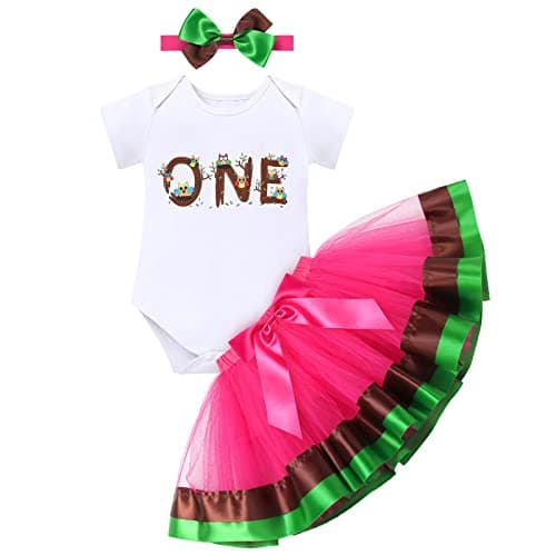 ODASDO Baby Girl Animal Theme 1st Birthday Cake Smash Outfit Set