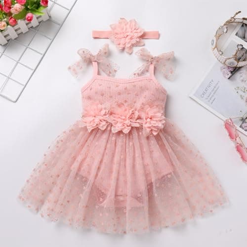 Newborn Baby Girl 1st Birthday Outfit Shiny Tulle Romper Dress Headband Cake Smash Photo Shoot