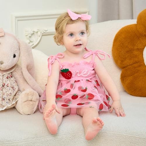 HONGTEYA Baby Girl 1st Birthday Outfit Lace Romper Summer Dress