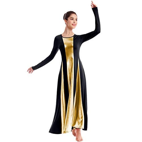 IMEKIS Women's Metallic Liturgical Dance Dress for Church Worship Costume