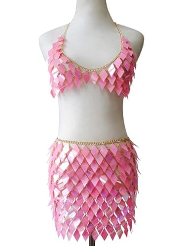 Sassy Body Chain Set with Tassel Skirt and Crop Top for Women and Girls