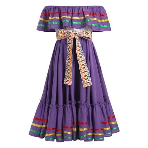 IMEKIS Toddler Girl Mexican Embroidered Floral Dress Ethnic Wear 4-10T
