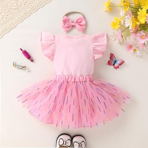 YOUNGER TREE Baby Girl 1st Birthday Outfits & Tutu Skirt with Headband