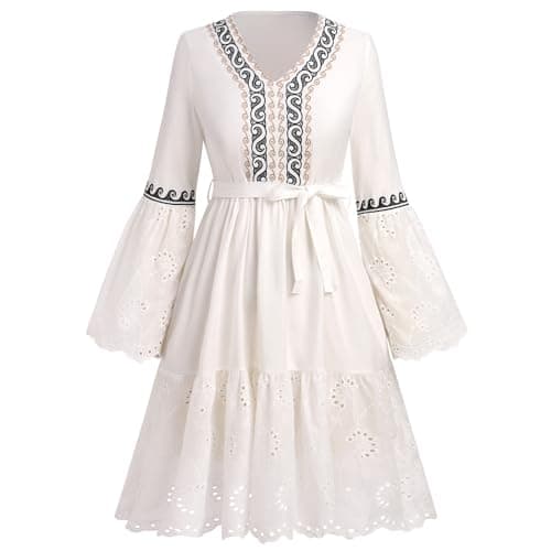 Bohemian Floral Print Peasant Dress for Women