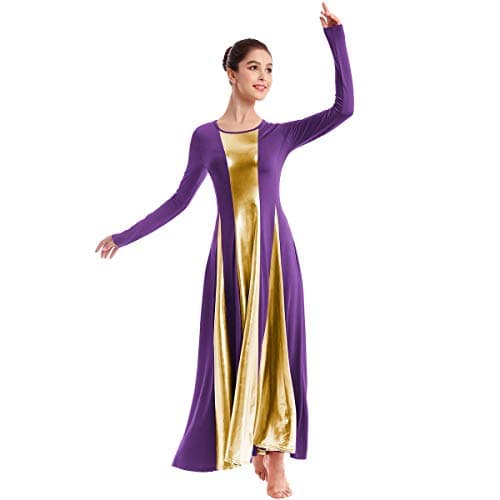 IMEKIS Women's Metallic Liturgical Dance Dress for Church Worship Costume
