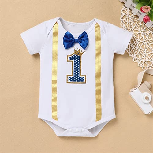 AWIBMK Baby Boys 1st Birthday Cake Smash Outfit 4PC Costume Set