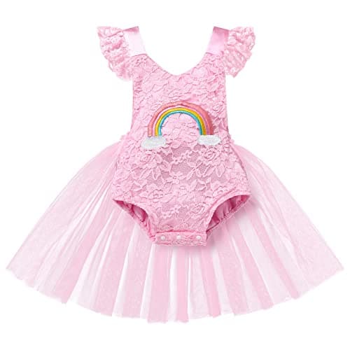 IMEKIS Baby Girls Boho Lace Romper Dress Newborn Outfits